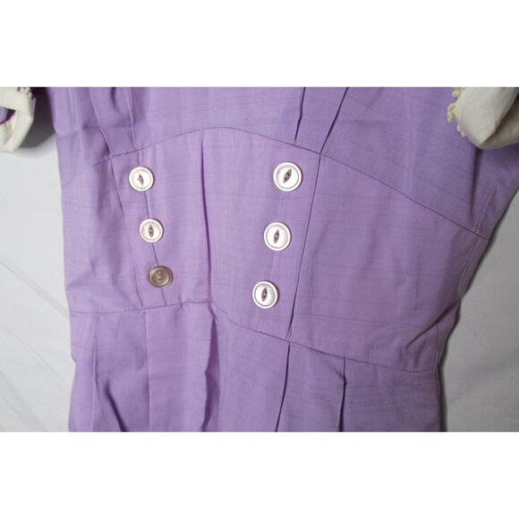 1960s Day Dress Juniors Size 11 Peter Pan Collar Pencil Skirt Lavender Vintage - Picture 4 of 10